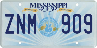 MS license plate ZNM909