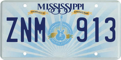 MS license plate ZNM913