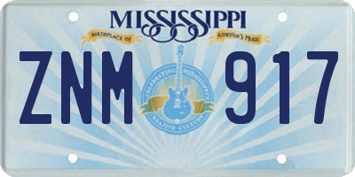 MS license plate ZNM917
