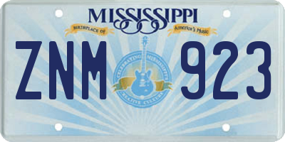 MS license plate ZNM923