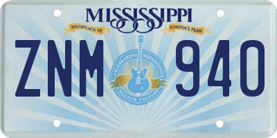 MS license plate ZNM940