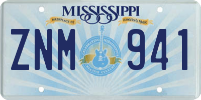 MS license plate ZNM941