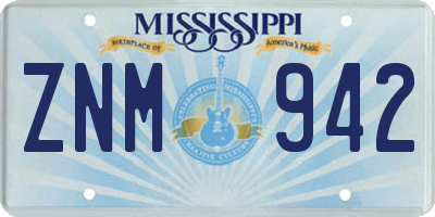 MS license plate ZNM942
