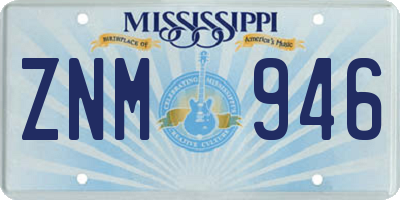 MS license plate ZNM946