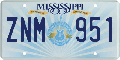 MS license plate ZNM951