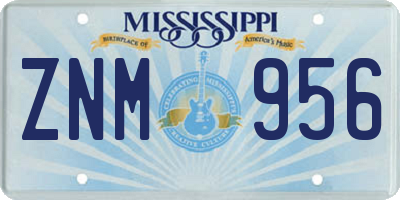 MS license plate ZNM956