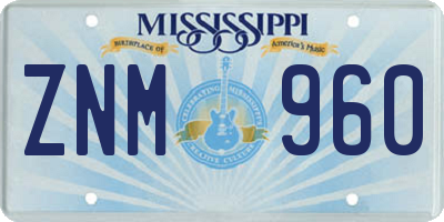 MS license plate ZNM960