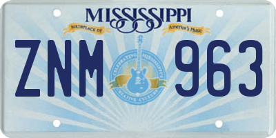 MS license plate ZNM963