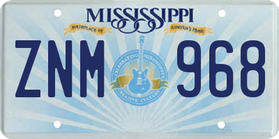 MS license plate ZNM968