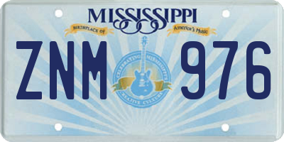 MS license plate ZNM976