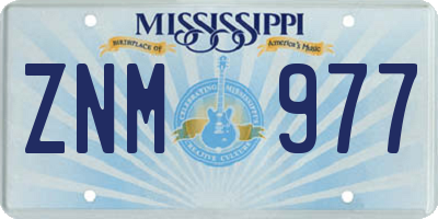 MS license plate ZNM977