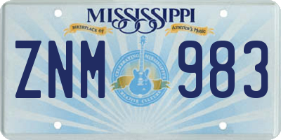 MS license plate ZNM983
