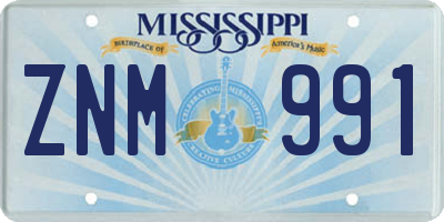 MS license plate ZNM991