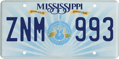 MS license plate ZNM993