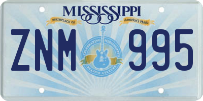 MS license plate ZNM995