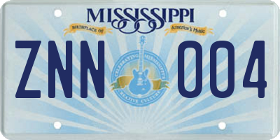 MS license plate ZNN004