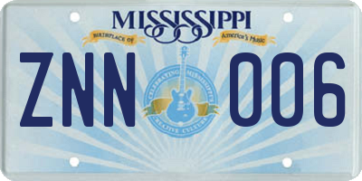 MS license plate ZNN006