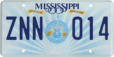 MS license plate ZNN014