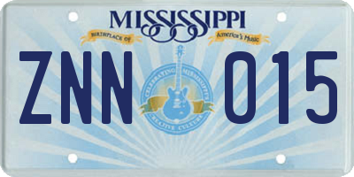 MS license plate ZNN015