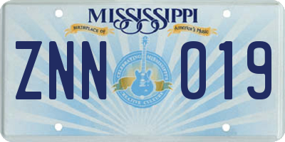 MS license plate ZNN019