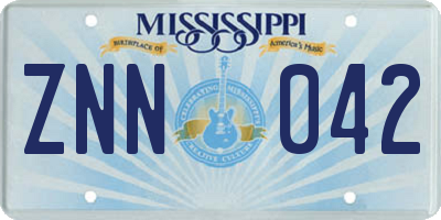 MS license plate ZNN042