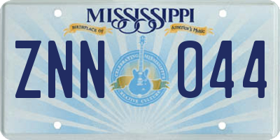 MS license plate ZNN044