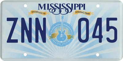 MS license plate ZNN045