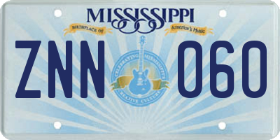 MS license plate ZNN060
