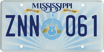 MS license plate ZNN061