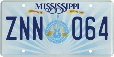 MS license plate ZNN064