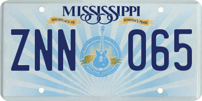 MS license plate ZNN065