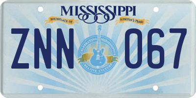 MS license plate ZNN067