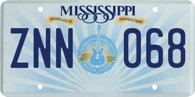 MS license plate ZNN068