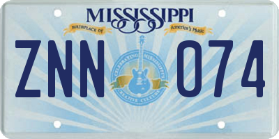 MS license plate ZNN074