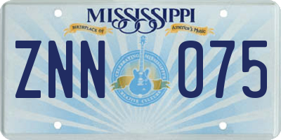 MS license plate ZNN075