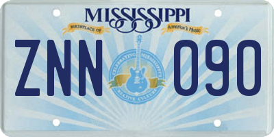 MS license plate ZNN090