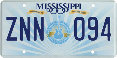 MS license plate ZNN094
