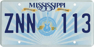 MS license plate ZNN113