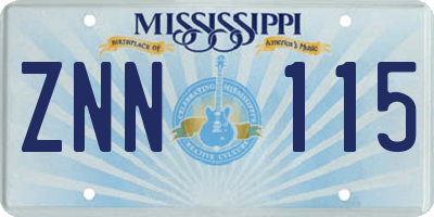 MS license plate ZNN115