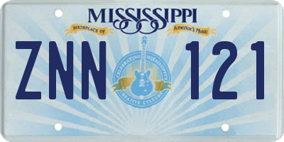 MS license plate ZNN121