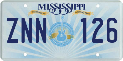 MS license plate ZNN126