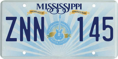 MS license plate ZNN145