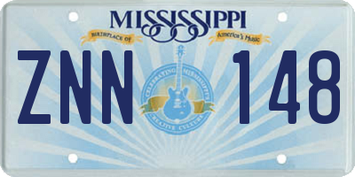 MS license plate ZNN148