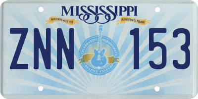 MS license plate ZNN153