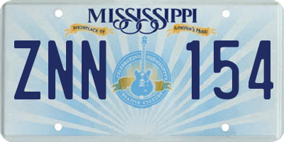 MS license plate ZNN154