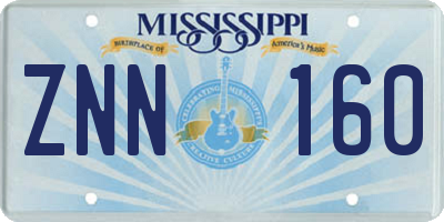 MS license plate ZNN160