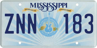 MS license plate ZNN183