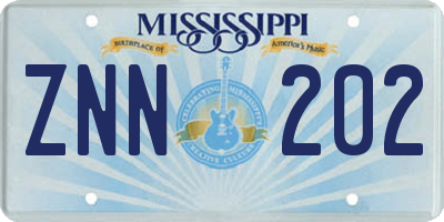 MS license plate ZNN202