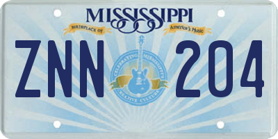 MS license plate ZNN204