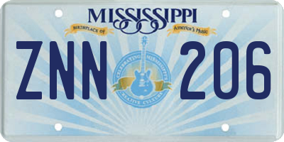 MS license plate ZNN206